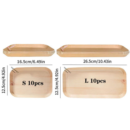 10/20 pcs Disposable Rectangle Plates - Compostable Wood Grain Paper Trays for Bread and Dinner. Eco-Friendly Disposable Tableware Accessories