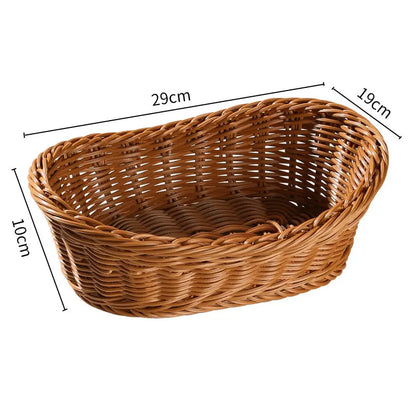 Decorative Woven Storage Basket – Rattan Style Serving Tray for Fruit, Snacks & Kitchen Counter Organizer
