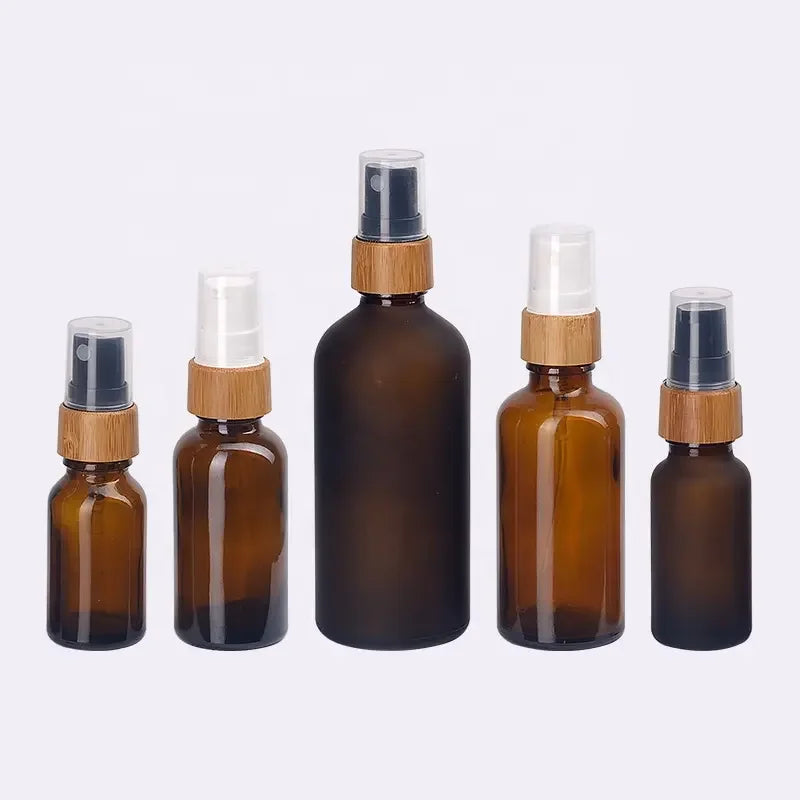 10x Natural Bamboo Mist Spray & Lotion Pump Tops (18/20/24mm) - Eco-Friendly Replacement Lids for Essential Oils & Cosmetics