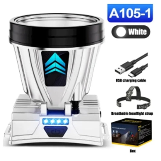 1000M High-Beam LED Headlight Flashlight – Rechargeable Waterproof Headlamp for Cycling, Camping & Emergency