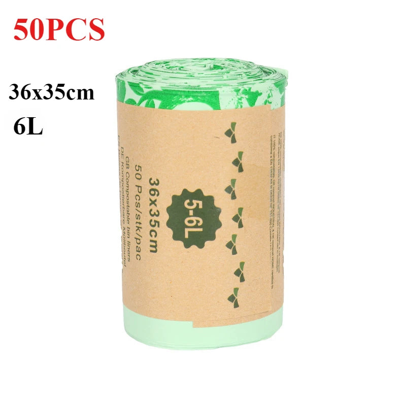 50pcs 6/8/10L /30L flat Trash Bags Biodegradable Compostable Garbage Bags Household, kitchen use