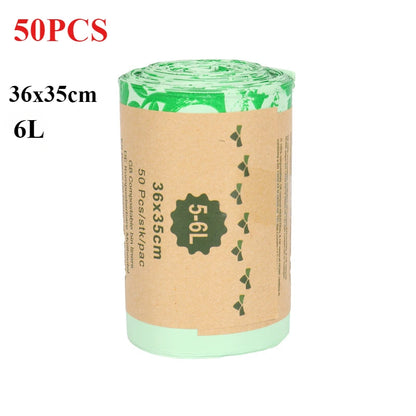 50pcs 6/8/10L /30L flat Trash Bags Biodegradable Compostable Garbage Bags Household, kitchen use
