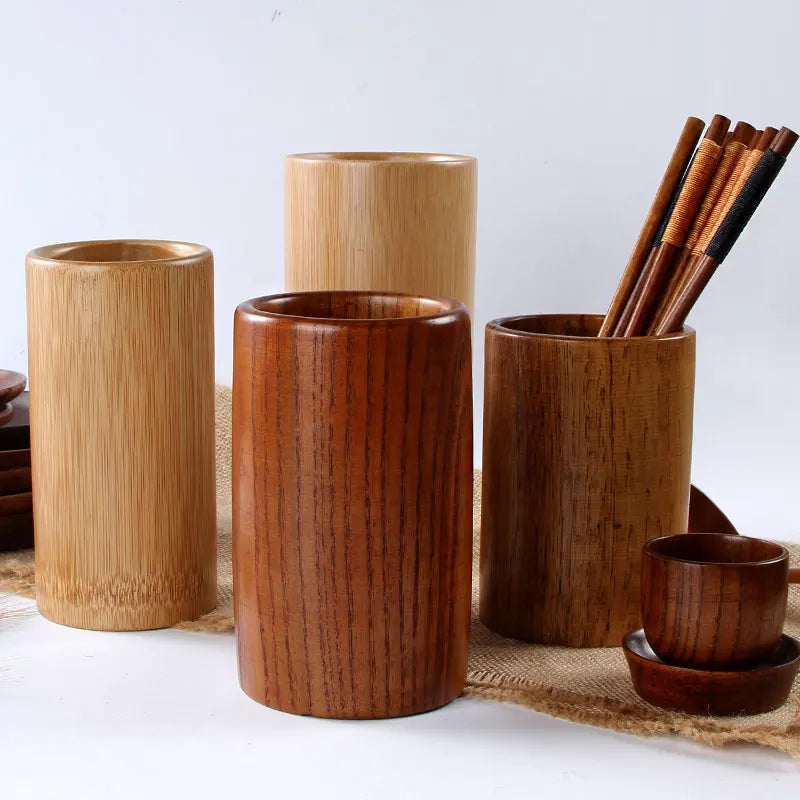 NordicEco Bamboo Utensil Holder | Sustainable Kitchen Organizer & Cutlery Cylinder