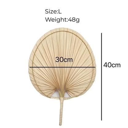 Handmade Palm Leaf Fan - Natural Straw Boho Wall Decor & Summer Cooling Handheld Fan