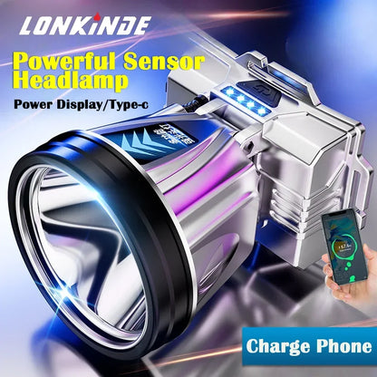 Ultra Bright LED Headlamp Rechargeable  Headlight with Strong Beam for Night Fishing Working Mining Long Distance Field Use