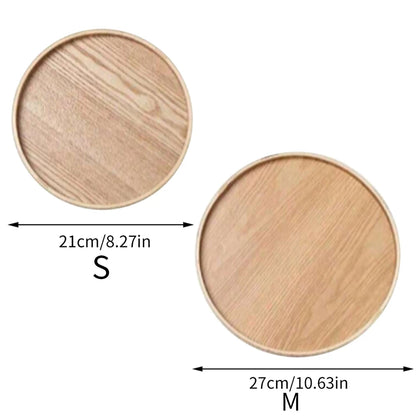 Round Wooden Serving Tray – 21cm / 27cm / 30cm Rustic Wooden Platter for Coffee, Tea, Breakfast, Dinner & Food Serving – Decorative Kitchen & Home Table Tray