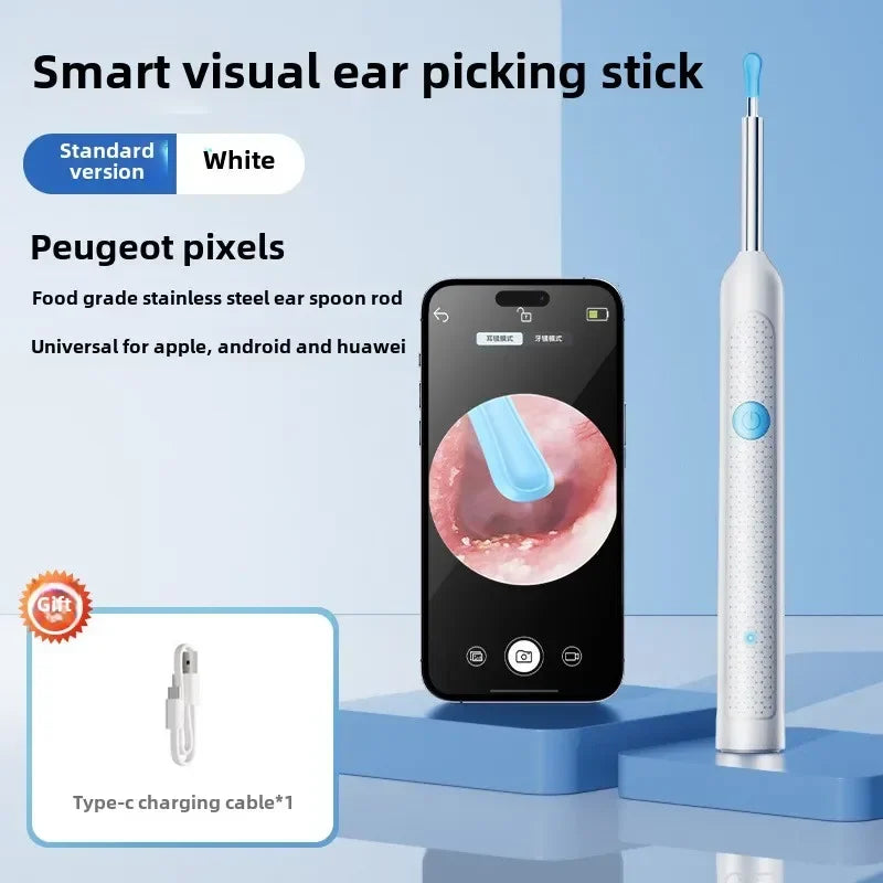 Wireless Ear Cleaning Endoscope with Camera – Visual Silicone Ear Spoon Otoscope Safe Earwax Removal Tool for Kids & Adults