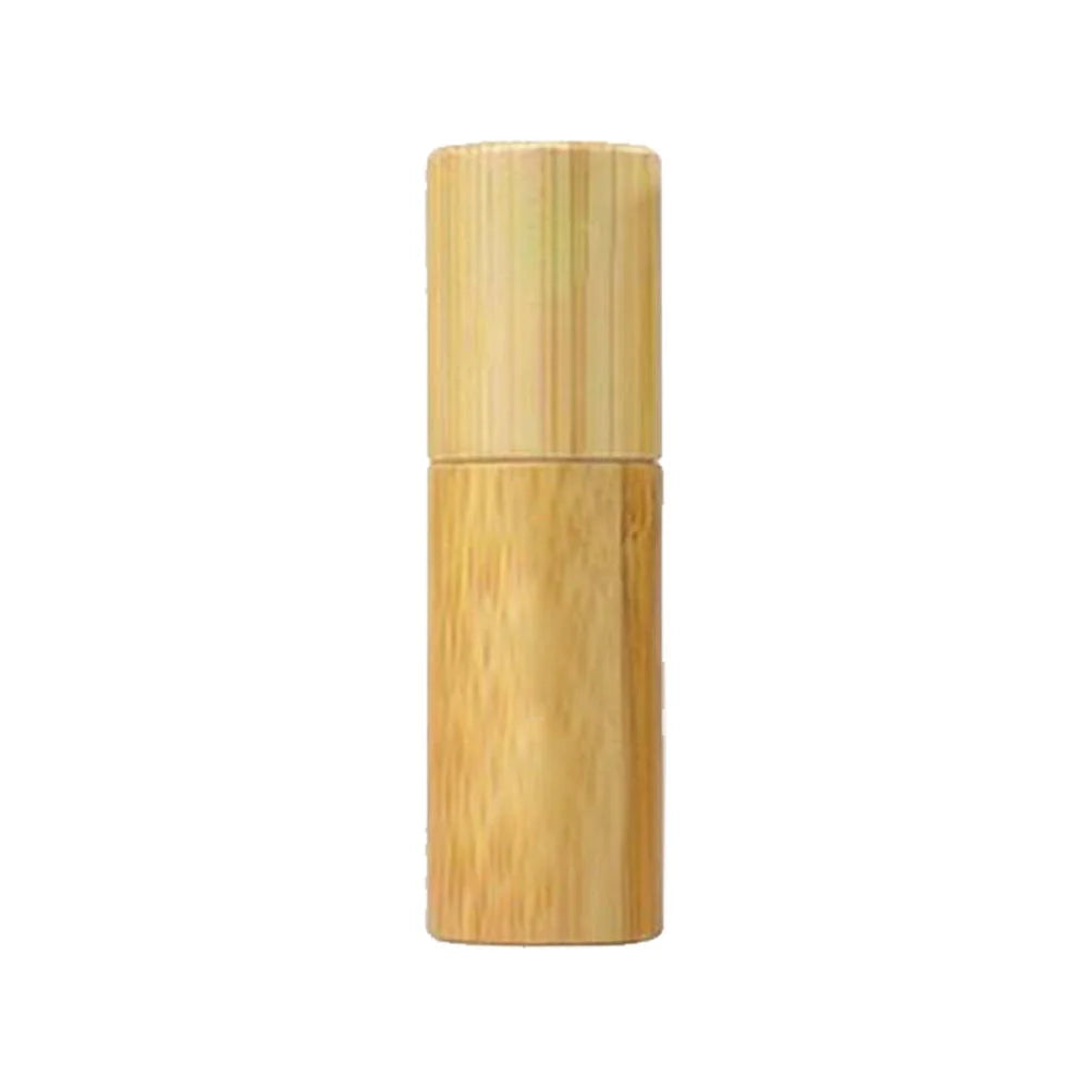 Eco-Luxe 3/5/10ml Bamboo Essential Oil Roller Bottle - Refillable Glass Core with Stainless Steel Ball