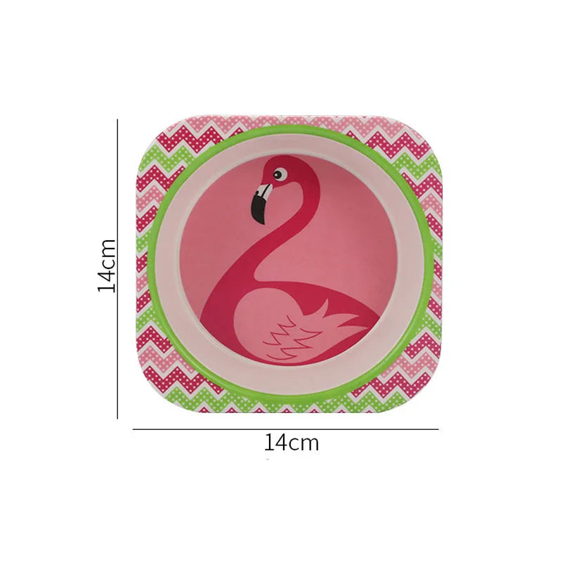 Eco-Friendly Bamboo Fiber Baby Feeding Bowl - Cute Animal Designs (BPA Free)