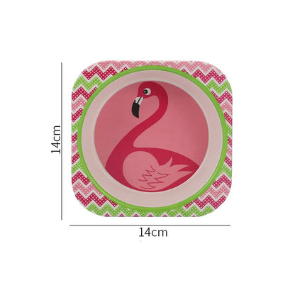 Eco-Friendly Bamboo Fiber Baby Feeding Bowl - Cute Animal Designs (BPA Free)
