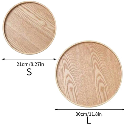 Round Wooden Serving Tray – 21cm / 27cm / 30cm Rustic Wooden Platter for Coffee, Tea, Breakfast, Dinner & Food Serving – Decorative Kitchen & Home Table Tray