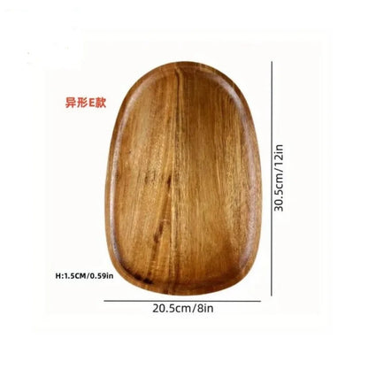 Japanese Solid Wood Fruit Plate – Handmade Wooden Snack Tray, Multi-Size Serving Platter, Rustic Natural Wood Dish for Fruits, Bread & Desserts – Wholesale & Bulk