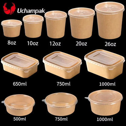 Disposable Kraft Paper Bowls with Lids (25 Sets) – Eco-Friendly Food Containers for Soup, Salad & Hot Foods