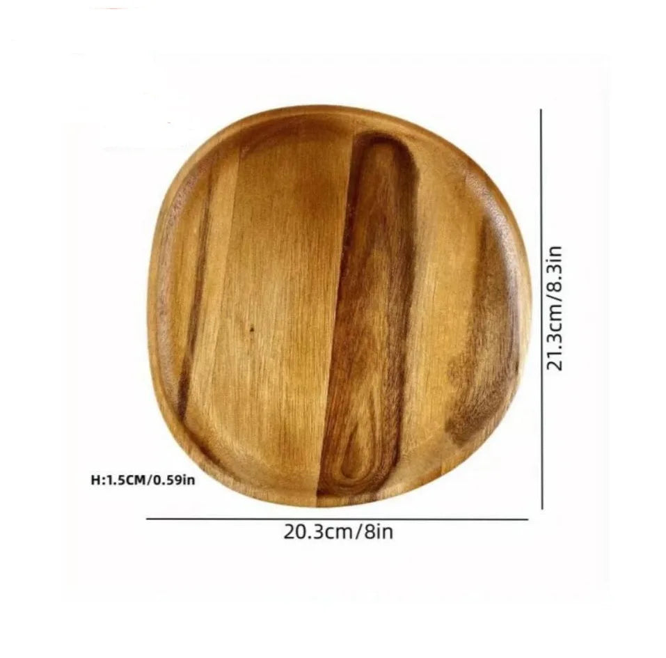 Japanese Solid Wood Fruit Plate – Handmade Wooden Snack Tray, Multi-Size Serving Platter, Rustic Natural Wood Dish for Fruits, Bread & Desserts – Wholesale & Bulk