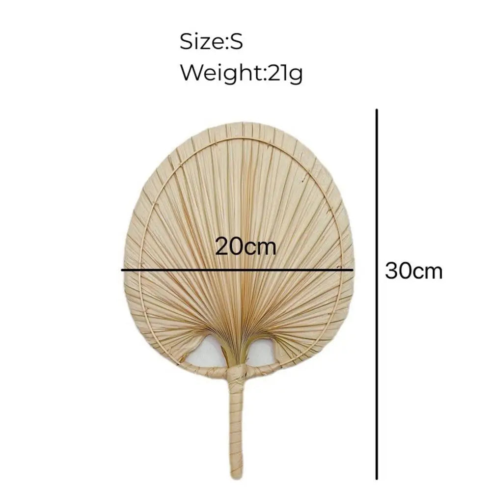 Handmade Palm Leaf Fan - Natural Straw Boho Wall Decor & Summer Cooling Handheld Fan