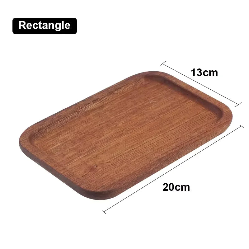 Walnut Wood Serving Tray – Japanese Style Rectangular Wooden Plate for Coffee, Tea, Cake & Bread