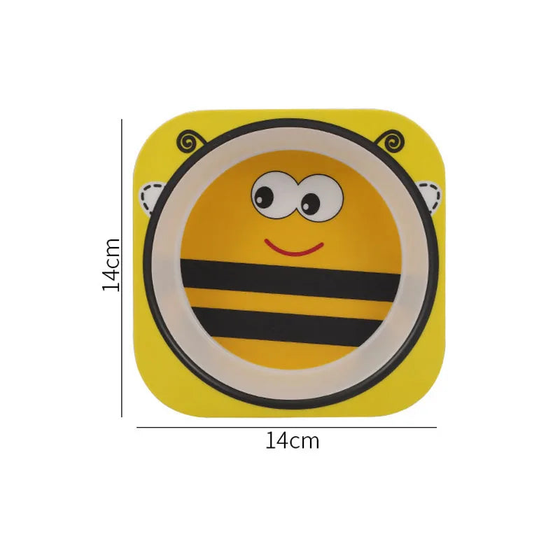 Eco-Friendly Bamboo Fiber Baby Feeding Bowl - Cute Animal Designs (BPA Free)