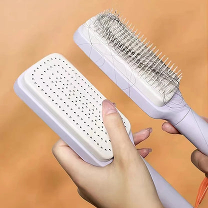Never Clean Your Hairbrush Again! - Magic Self-Cleaning Rotating Massage Comb, Anti-Hair Loss Scalp Stimulator, Retractable Bristles Remove Tangles & Debris Instantly
