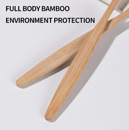 Single Cowhide Wrapped Bamboo Toothbrush Set, Natural and Environmentally Friendly; One Box of 10 Pieces