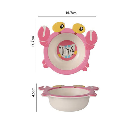 Eco-Friendly Bamboo Fiber Baby Feeding Bowl - Cute Animal Designs (BPA Free)