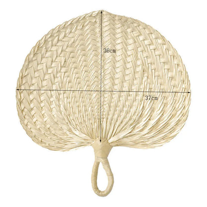 Handmade Palm Leaf Fan - Natural Straw Boho Wall Decor & Summer Cooling Handheld Fan
