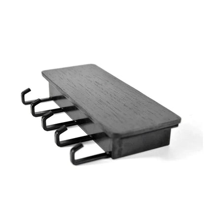 Wall Hanging Bamboo Key Organizer – Rectangle Key Rack Holder with Coat Hooks, Home Decor Storage