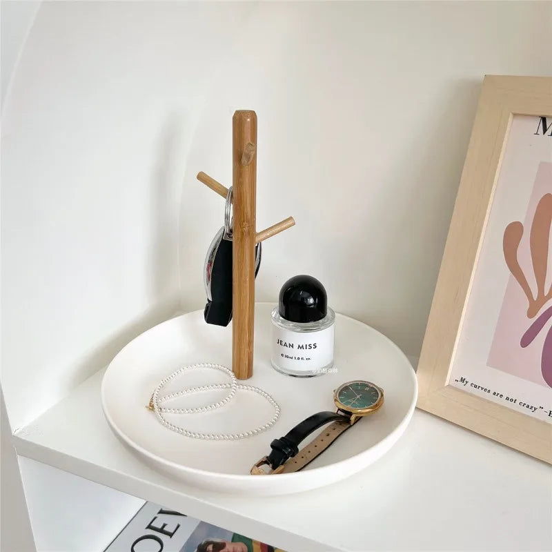 Nordic Tree Jewelry Stand - Black Minimalist Necklace & Earring Organizer Tray