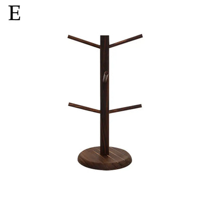 Nordic Bamboo Mug Tree | 6-Hook Eco-Friendly Coffee Cup Stand & Kitchen Counter Organizer | Thick Round Base