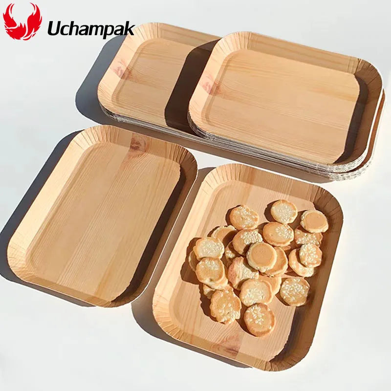 10/20 pcs Disposable Rectangle Plates - Compostable Wood Grain Paper Trays for Bread and Dinner. Eco-Friendly Disposable Tableware Accessories
