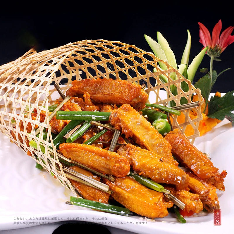 Handmade Hexagonal Bamboo Woven Mat (5-Pack) - Japanese Style Food Serving Net & Steamer Liner