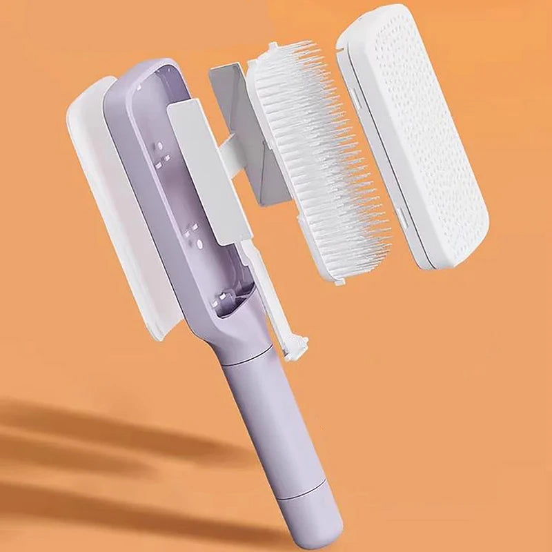 Never Clean Your Hairbrush Again! - Magic Self-Cleaning Rotating Massage Comb, Anti-Hair Loss Scalp Stimulator, Retractable Bristles Remove Tangles & Debris Instantly