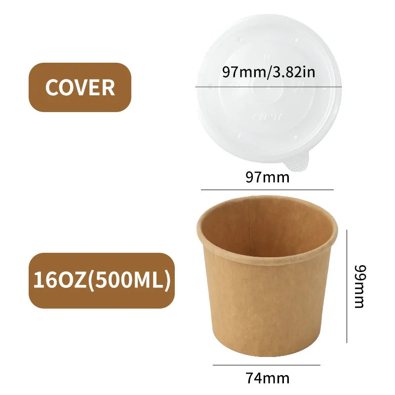 Disposable Kraft Paper Bowls with Lids (25 Sets) – Eco-Friendly Food Containers for Soup, Salad & Hot Foods