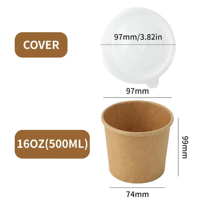 Disposable Kraft Paper Bowls with Lids (25 Sets) – Eco-Friendly Food Containers for Soup, Salad & Hot Foods