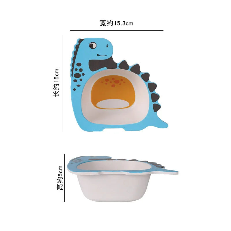 Eco-Friendly Bamboo Fiber Baby Feeding Bowl - Cute Animal Designs (BPA Free)