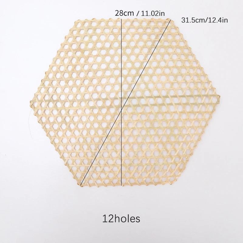 Handmade Hexagonal Bamboo Woven Mat (5-Pack) - Japanese Style Food Serving Net & Steamer Liner