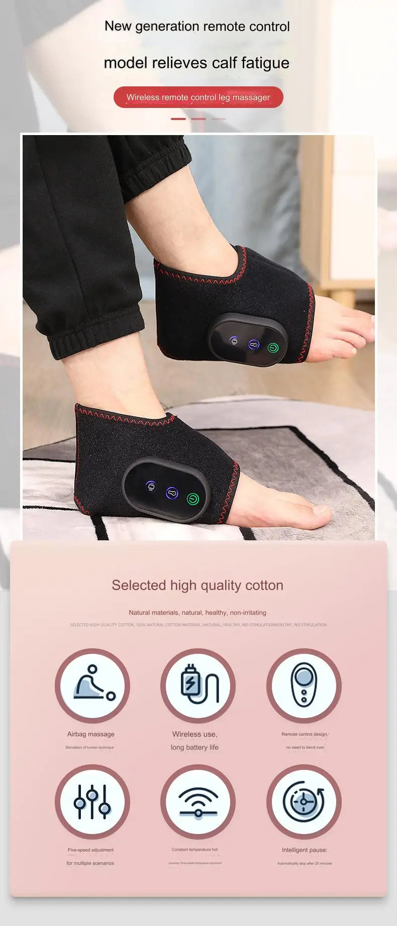 Smart Electric Heated Leg Guards (2-Pack) - Professional Joint Heat Compress Foot Massager with Remote Control, 3 Vibration Modes, Auto Shut-Off for Men & Women Pain Relief