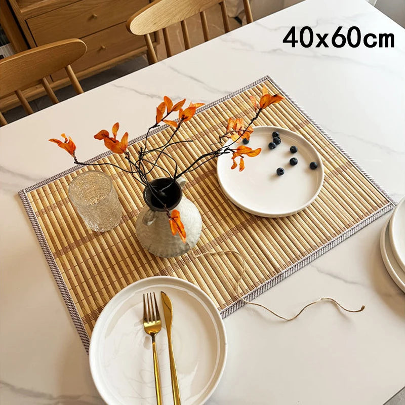 Oval Bamboo Placemat l Heat Resistant Woven Dining Table Mats | Nordic Japandi Decor