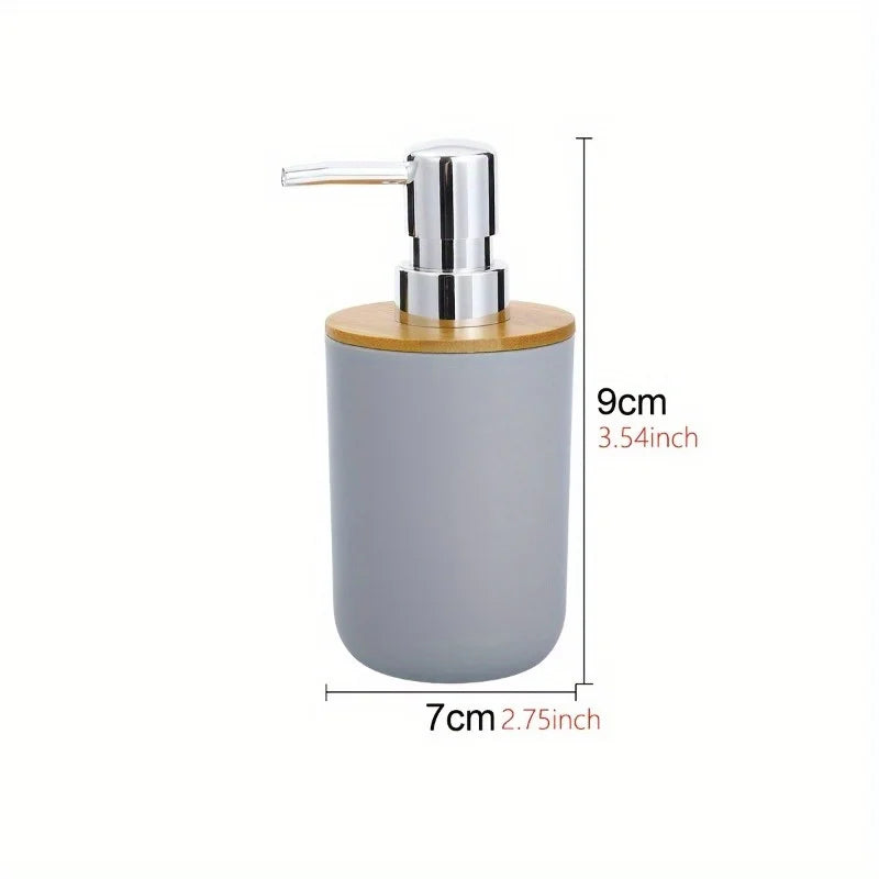 Nordic Grey Soap Dispenser with Bamboo Lid - Matte Finish 300ml - Minimalist Bathroom Organizer