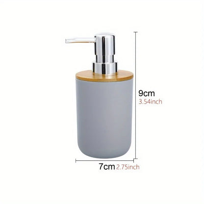 Nordic Grey Soap Dispenser with Bamboo Lid - Matte Finish 300ml - Minimalist Bathroom Organizer
