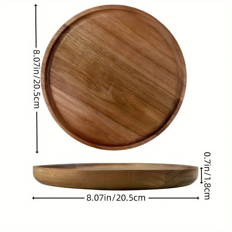 Japanese Solid Wood Fruit Plate – Handmade Wooden Snack Tray, Multi-Size Serving Platter, Rustic Natural Wood Dish for Fruits, Bread & Desserts – Wholesale & Bulk