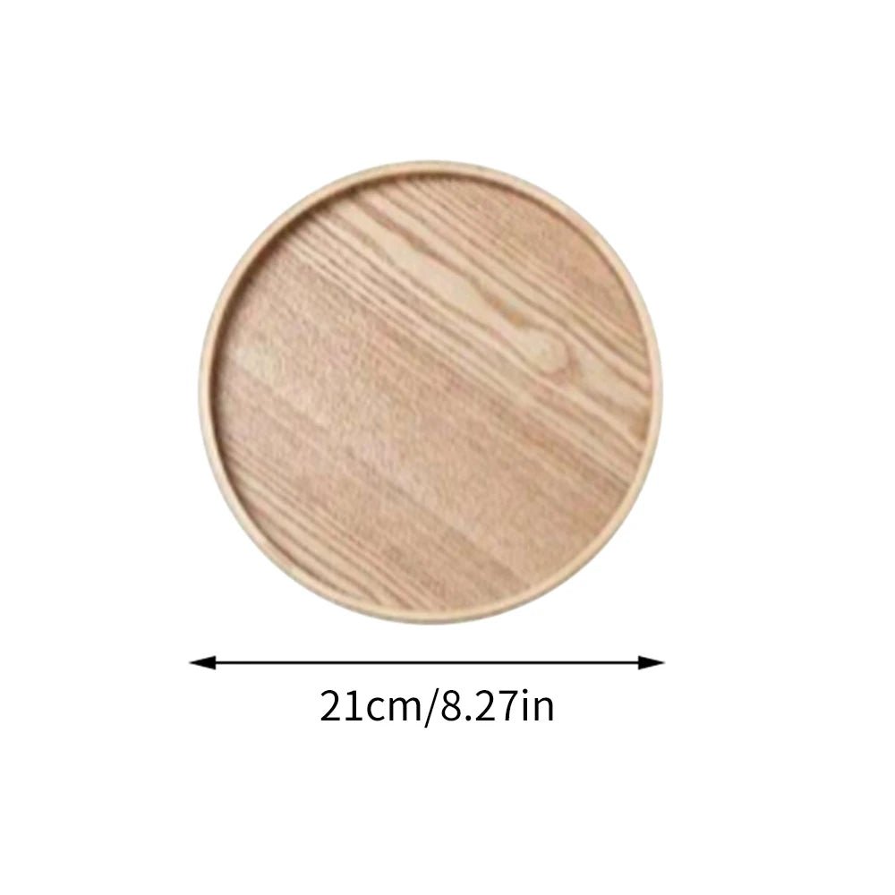 Round Wooden Serving Tray – 21cm / 27cm / 30cm Rustic Wooden Platter for Coffee, Tea, Breakfast, Dinner & Food Serving – Decorative Kitchen & Home Table Tray