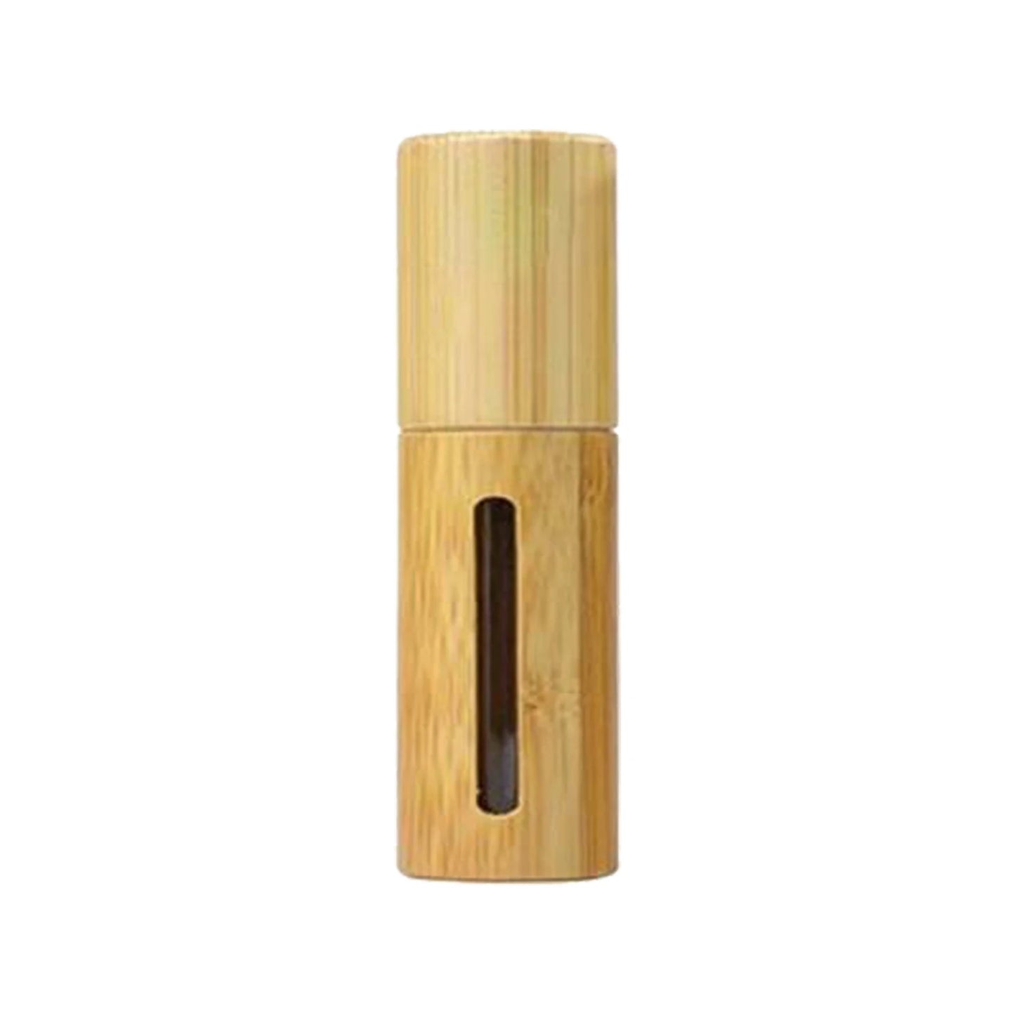 Eco-Luxe 3/5/10ml Bamboo Essential Oil Roller Bottle - Refillable Glass Core with Stainless Steel Ball
