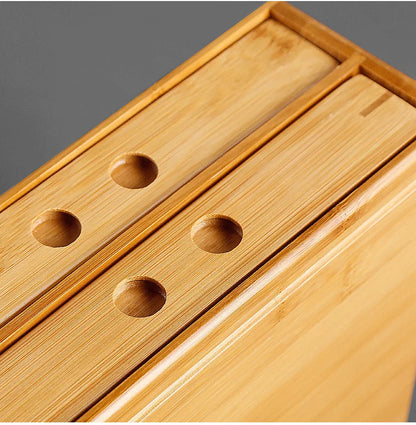 Bamboo Desktop Organizer 3-Tier - Eco-Friendly Wooden Storage Box with Drawers for Office, Jewelry & Tea (Natural Finish)