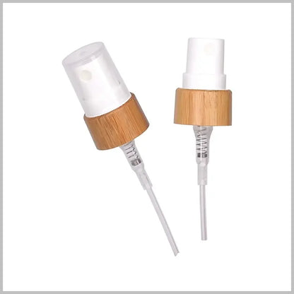 10x Natural Bamboo Mist Spray & Lotion Pump Tops (18/20/24mm) - Eco-Friendly Replacement Lids for Essential Oils & Cosmetics