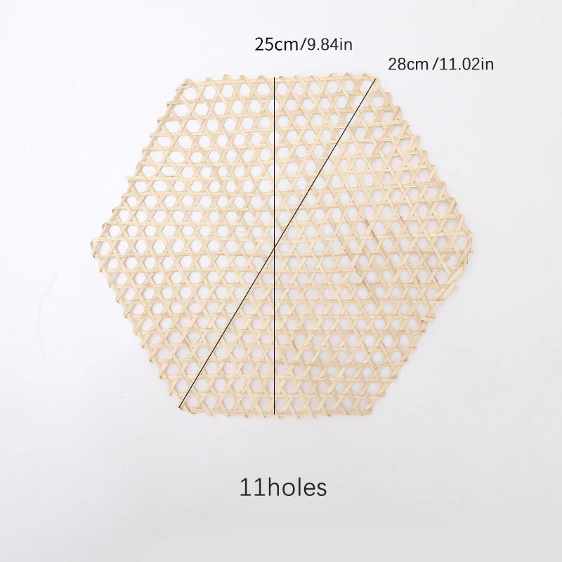 Handmade Hexagonal Bamboo Woven Mat (5-Pack) - Japanese Style Food Serving Net & Steamer Liner
