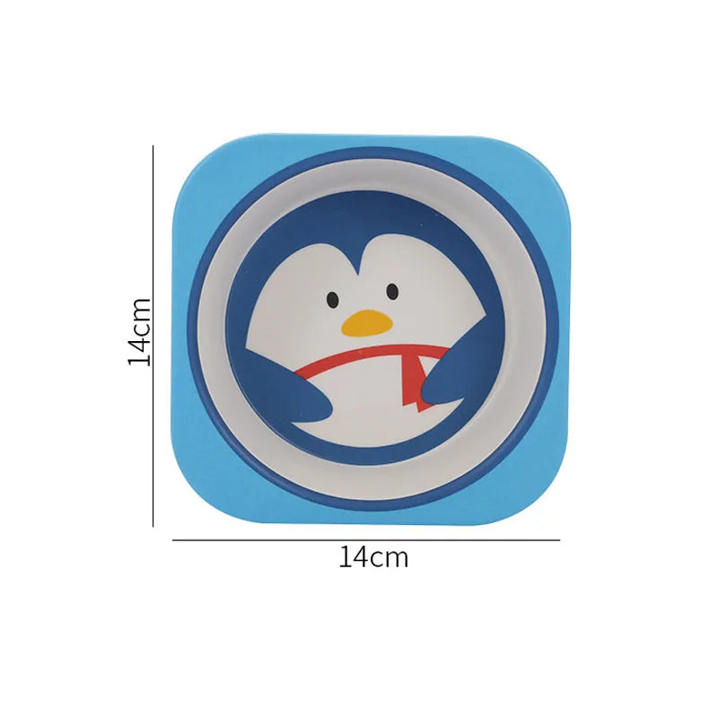 Eco-Friendly Bamboo Fiber Baby Feeding Bowl - Cute Animal Designs (BPA Free)