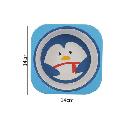 Eco-Friendly Bamboo Fiber Baby Feeding Bowl - Cute Animal Designs (BPA Free)