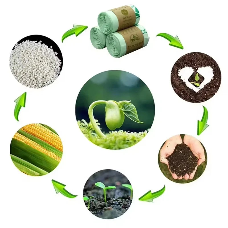 50pcs 6/8/10L Trash Bags Biodegradable, Compostable Garbage Bags for Household and  Kitchen