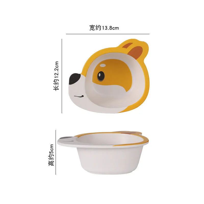 Eco-Friendly Bamboo Fiber Baby Feeding Bowl - Cute Animal Designs (BPA Free)
