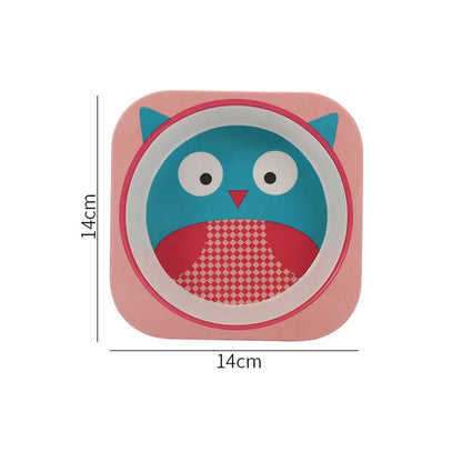 Eco-Friendly Bamboo Fiber Baby Feeding Bowl - Cute Animal Designs (BPA Free)